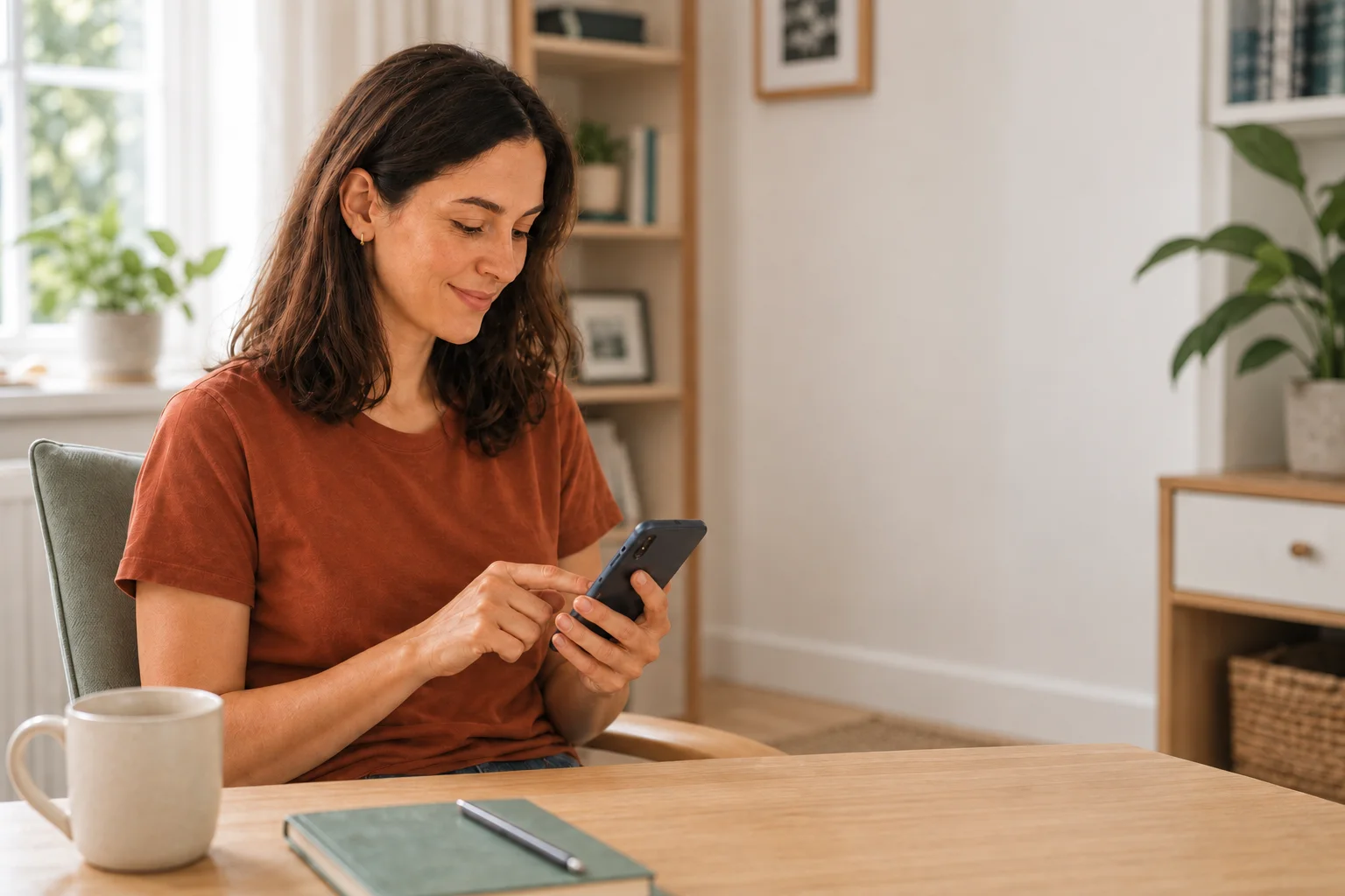 Customer using the Facility Cleaners app at home